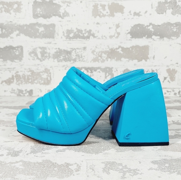New Circus By Sam Edelman Marlie Blue Platform Block Heel Heel Slides i684 - Picture 1 of 15